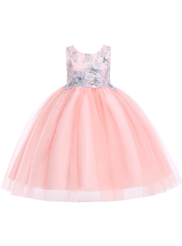 Shop 2019 Long & Short In Stock:Ship in 48 Hours Pink Tulle Butterfly Appliques Flower Girl Dress With Factory Price From Kemedress