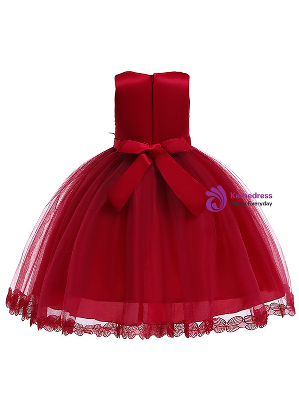 Shop 2019 Long & Short In Stock:Ship in 48 Hours Burgundy Tulle Butterfly Appliques Princess Dress With Bow With Factory Price From Kemedress