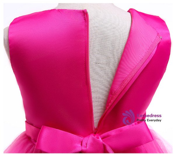 Shop 2019 Long & Short In Stock:Ship in 48 Hour Fuchsia Tulle Flower Girl Dress With Bow With Factory Price From Kemedress