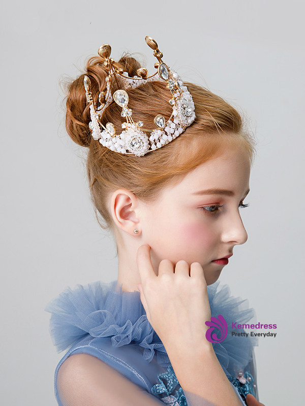 Shop 2019 Long & Short Children's Crown Tiara Princess Girl Crown Rhinestone Gold With Factory Price From Kemedress