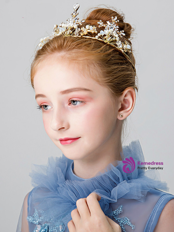 Shop 2019 Long & Short Children's Crown Birthday Hair Accessories Flower Girl Crown With Factory Price From Kemedress