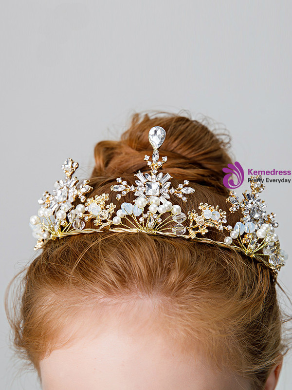 Shop 2019 Long & Short Children's Crown Birthday Hair Accessories Flower Girl Crown With Factory Price From Kemedress