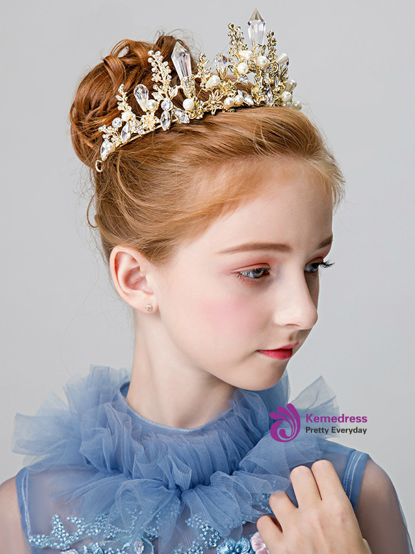 Shop 2019 Long & Short Children's Crown Tiara Princess Handmade Accessories Rhinestones With Factory Price From Kemedress