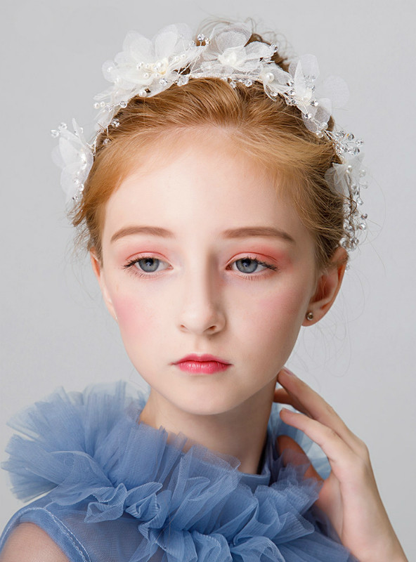 Shop 2019 Long & Short Children's Headdress White Flower Flower Girl Hair Accessories With Factory Price From Kemedress