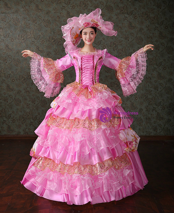 Shop 2019 Long & Short Pink Organza Sequins Puff Sleeve Vintage Gown Dress With Crystal With Factory Price From Kemedress