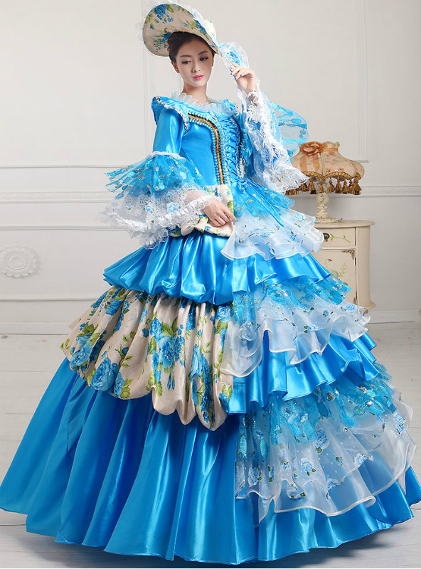 Shop 2019 Long & Short Blue Organza Sequins Puff Sleeve Vintage Gown Dress With Crystal With Factory Price From Kemedress