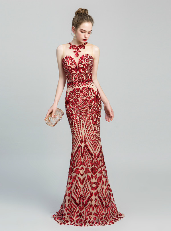 Shop 2019 Long & Short Red Mermaid Sequins Scoop Backless Long Prom Dress With Factory Price From Kemedress