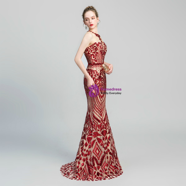 Shop 2019 Long & Short Red Mermaid Sequins Scoop Backless Long Prom Dress With Factory Price From Kemedress