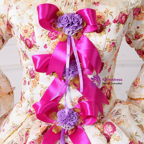 Shop 2019 Long & Short White Ball Gown Tulle Lace Fuchsia Bow Print Drama Show Vintage Gown Dress With Factory Price From Kemedress