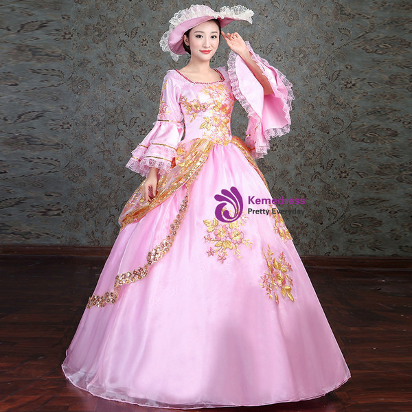 Shop 2019 Long & Short Pink Ball Gown Square Tulle Appliques Puff Sleeve Drama Show Vintage Gown Dress With Factory Price From Kemedress