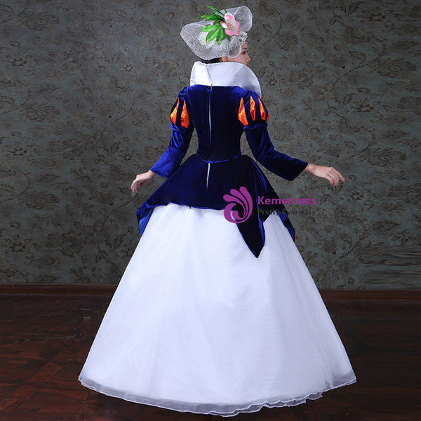 Shop 2019 Long & Short Blue Velvet White Tulle Long Sleeve Drama Show Vintage Gown Dress With Factory Price From Kemedress