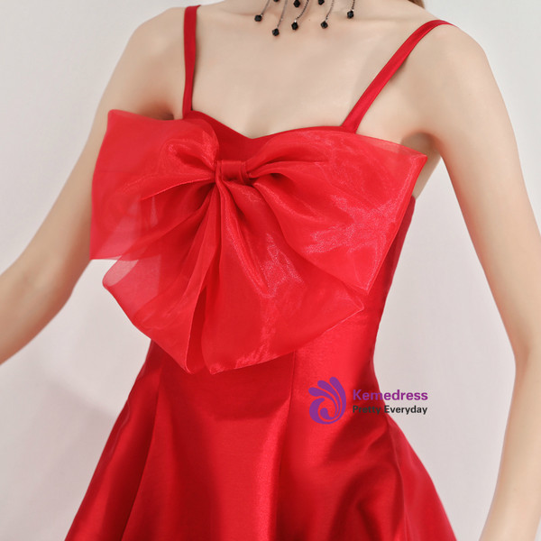 Shop 2019 Long & Short In Stock:Ship in 48 Hours Burgundy Spaghetti Straps Satin Short Prom Dress With Factory Price From Kemedress