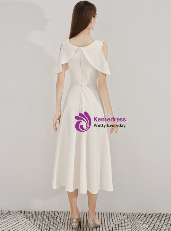 Shop 2019 Long & Short In Stock:Ship in 48 Hours Champagne Satin Cold Shoulder Prom Dress With Factory Price From Kemedress