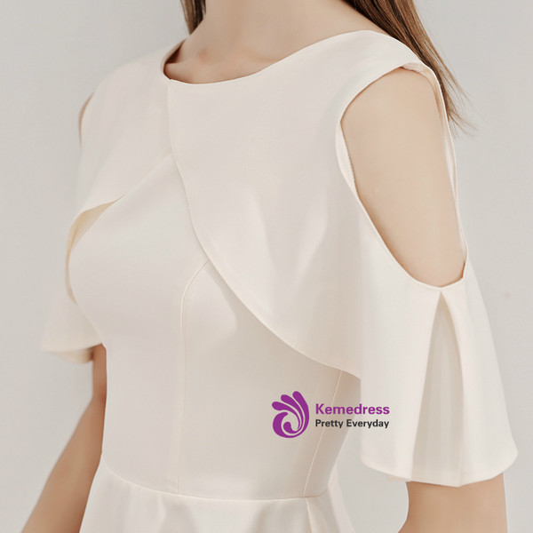 Shop 2019 Long & Short In Stock:Ship in 48 Hours Champagne Satin Short Homecoming Dress With Factory Price From Kemedress