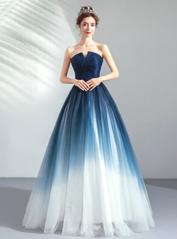 Shop 2019 Long & Short In Stock:Ship in 48 Hours Ready To Ship Blue Tulle Pleats Prom Dress With Factory Price From Kemedress