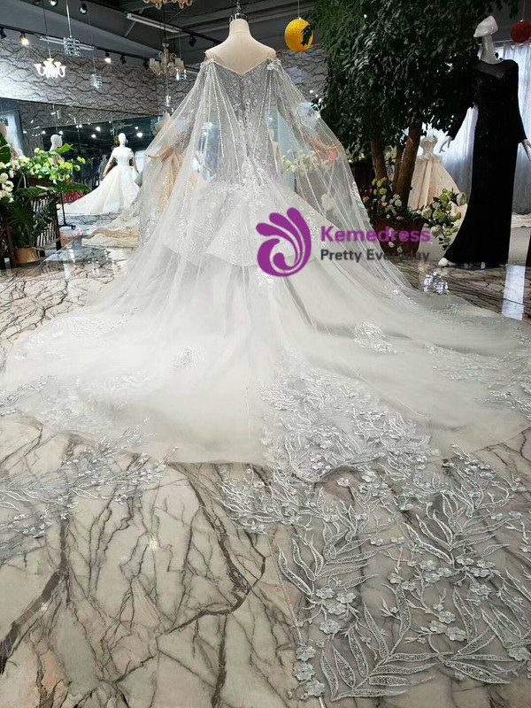 Shop 2019 Long & Short Gray Mermaid Tulle Appliques Off The Shoulder Long Sleeve Wedding Dress With Factory Price From Kemedress