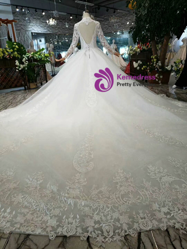 Shop 2019 Long & Short Ivory White Tulle Lace Appliques V-neck Backless Long Wedding Dress With Factory Price From Kemedress
