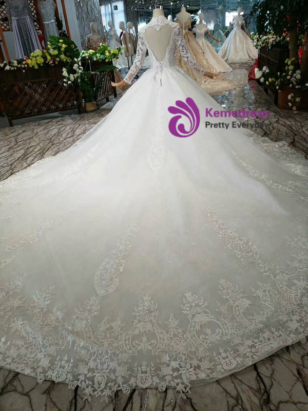 Shop 2019 Long & Short Ivory White Tulle Lace Appliques V-neck Backless Long Wedding Dress With Factory Price From Kemedress