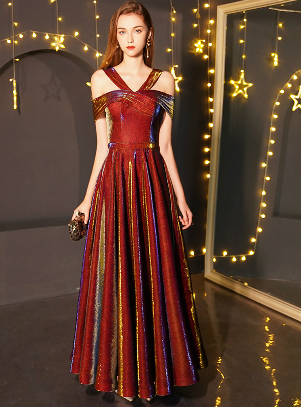 Shop 2019 Long & Short In Stock:Ship in 48 Hours Burgundy V-neck Long Prom Dress With Factory Price From Kemedress