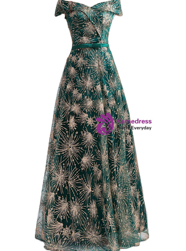 Shop 2019 Long & Short In Stock:Ship in 48 Hours Green Sequins Off The Shoulder Prom Dress With Factory Price From Kemedress