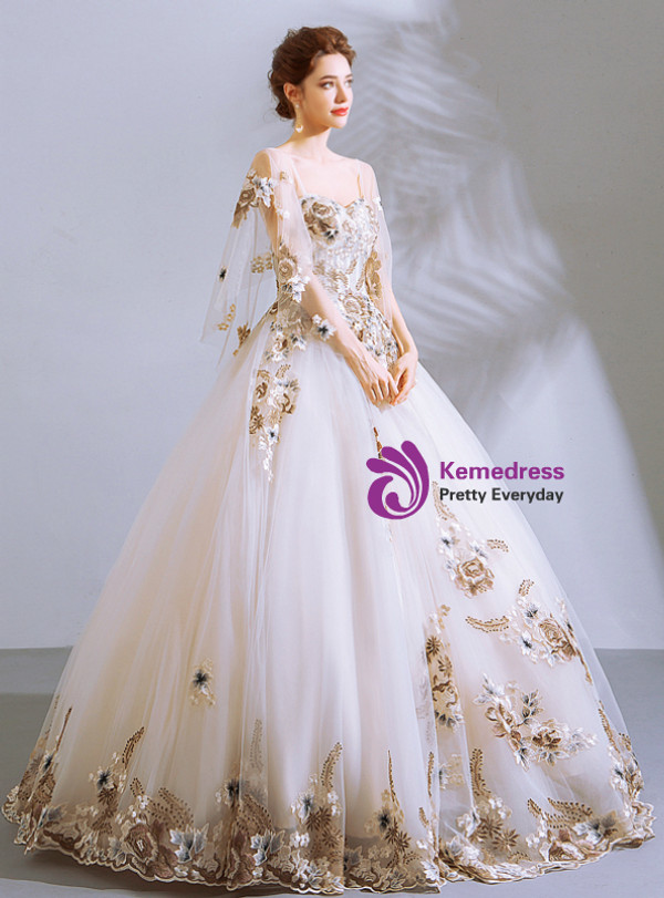 Shop 2019 Long & Short In Stock:Ship in 48 Hours White Tulle Embroidery Appliques Square Wedding Dress With Factory Price From Kemedress