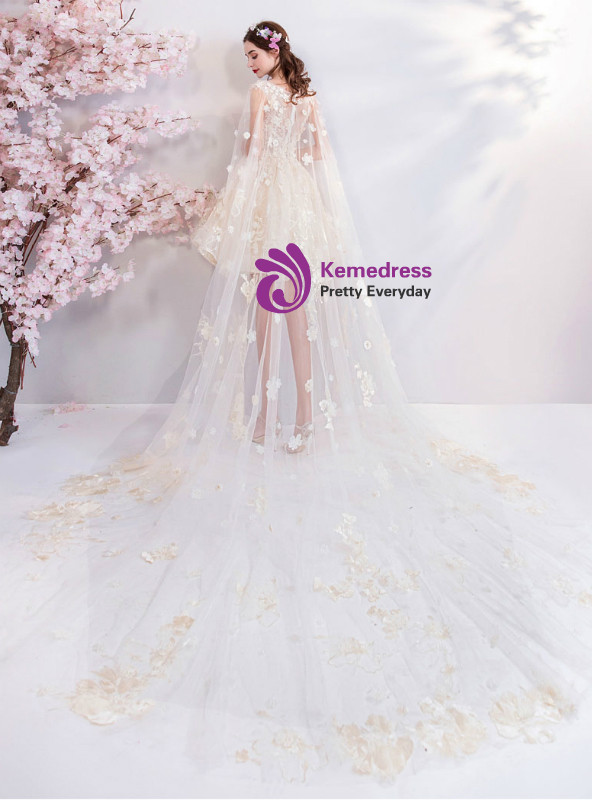 Shop 2019 Long & Short In Stock:Ship in 48 Hours Champagne Tulle Appliques Homecoming Dress With Factory Price From Kemedress