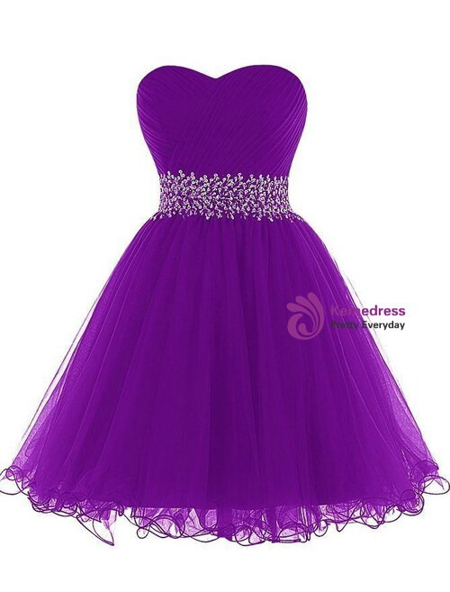 A-Line Royal Blue Sweetheart Pleats Homecoming Dress With Beading Sequins 