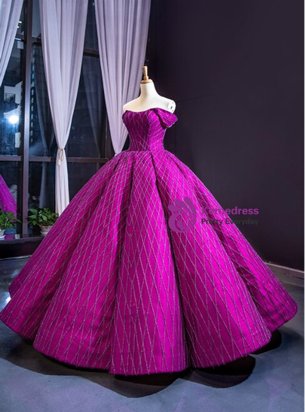 Wonderful Purple Ball Gown Off the Shoulder Haute Couture Prom Dress