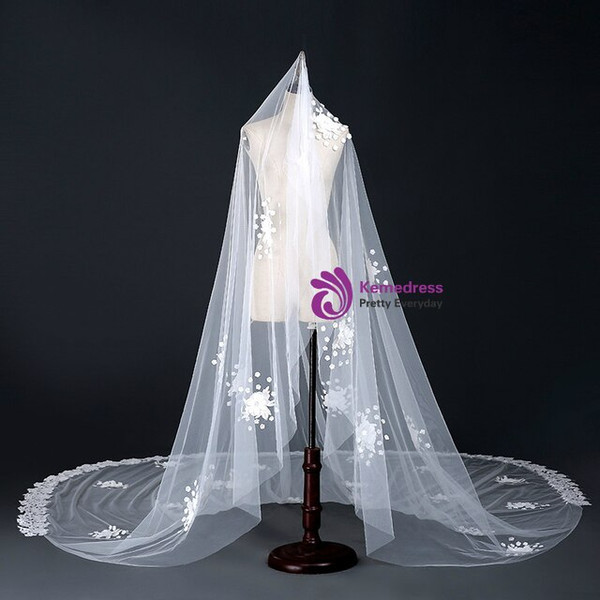 In Stock:Ship in 48 Hours Beautiful White Tulle Flower Wedding Veils