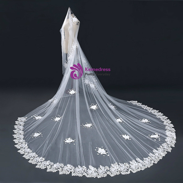 In Stock:Ship in 48 Hours Beautiful White Tulle Flower Wedding Veils