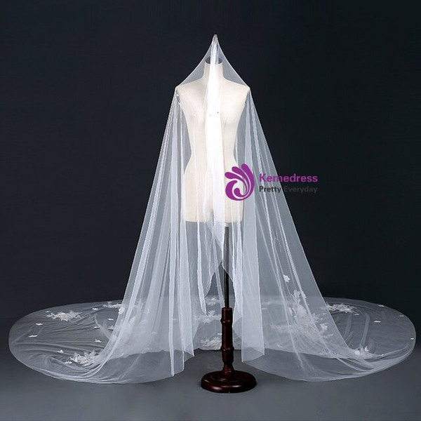 In Stock:Ship in 48 Hours Simple Tulle Appliques Brides Wedding Veils