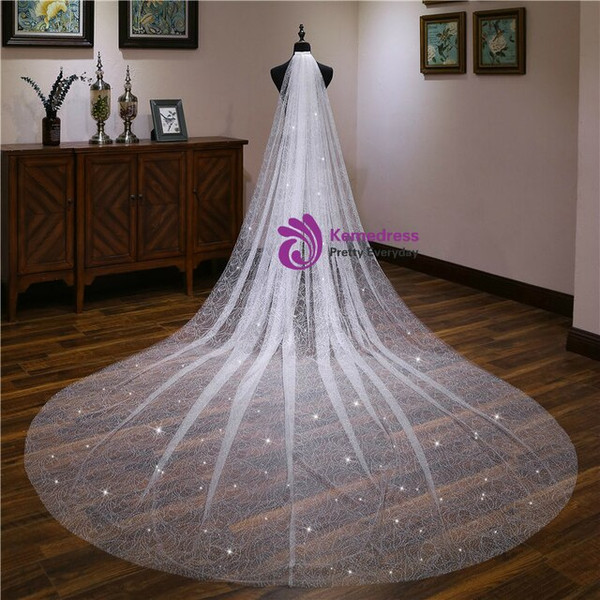In Stock:Ship in 48 Hours Headdress Glittering Veils With Stars Wedding Veil