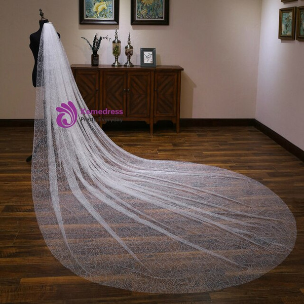 In Stock:Ship in 48 Hours White Tulle Sequins Long Wedding Veils