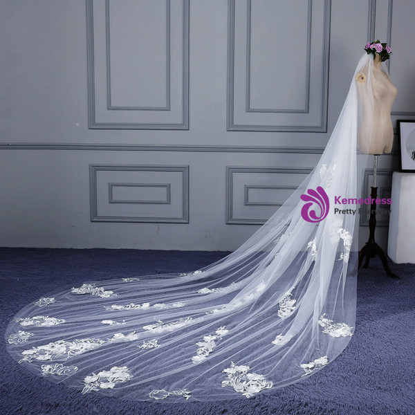 In Stock:Ship in 48 Hours Head Yarn Appliques Lace White Wedding Veils