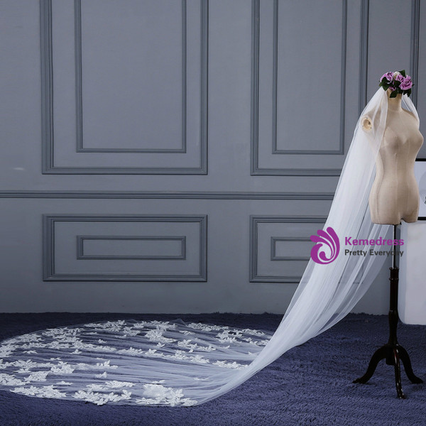 In Stock:Ship in 48 Hours Fashion Brides Veils White Tulle Appliques Veils