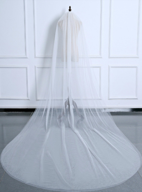 In Stock:Ship in 48 Hours Simple Double-layer Tulle Bride Wedding Veil