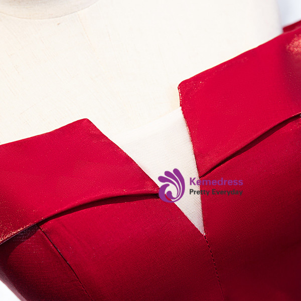 Shop Unique Off The Shoulder Burgundy Satin Cut Out Prom Dress From Kemedress