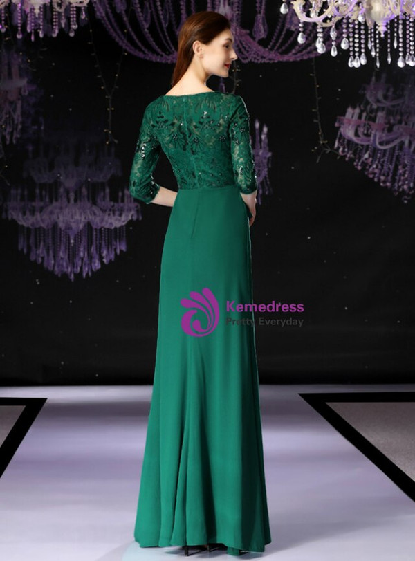 Unique Green Spandex Lace Half Sleeve Mother Of The Bride Dress With Beading 2020