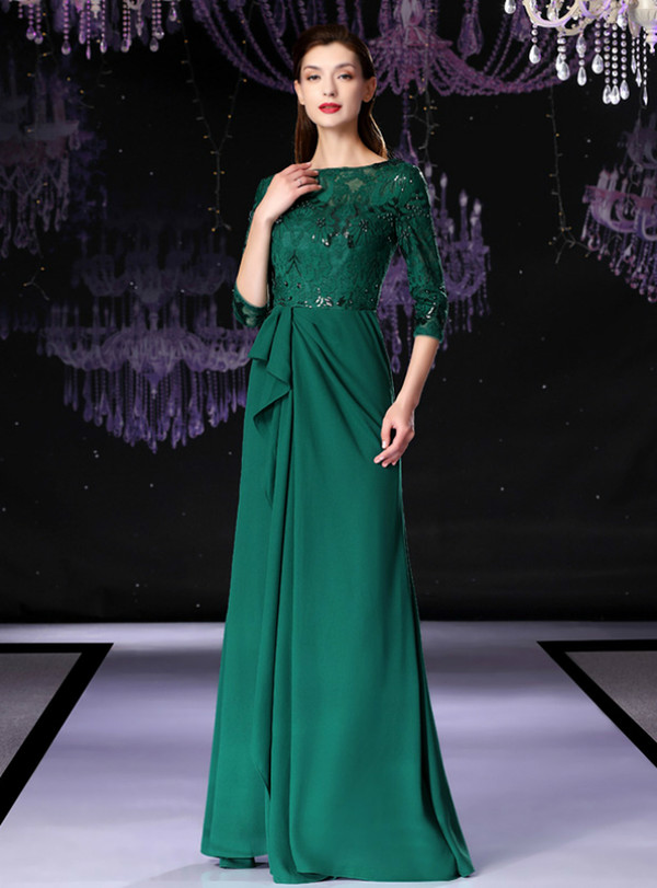 Unique Green Spandex Lace Half Sleeve Mother Of The Bride Dress With Beading 2020