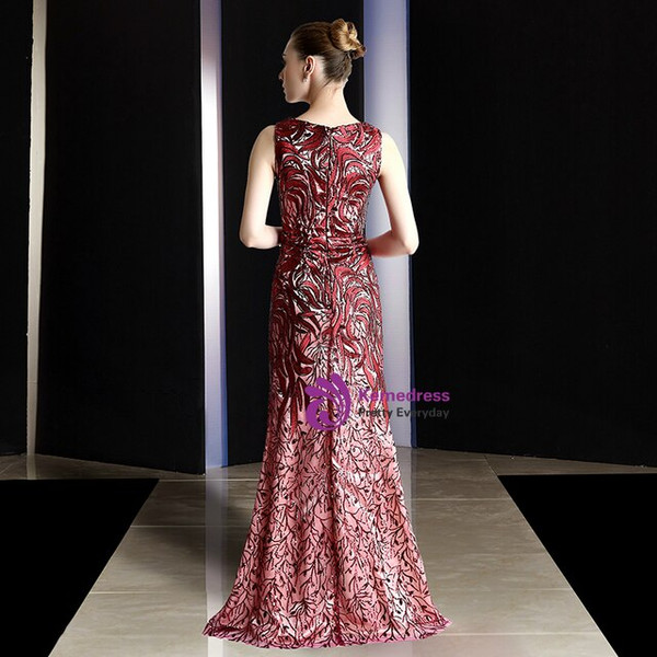 Amazing Burgundy Mermaid Sequins Long Mother Of The Bride Dress With Shawl 2020