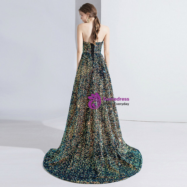 Amazing Multicolour Sequins Mermaid Sweetheart Neck Formal Prom Dress 