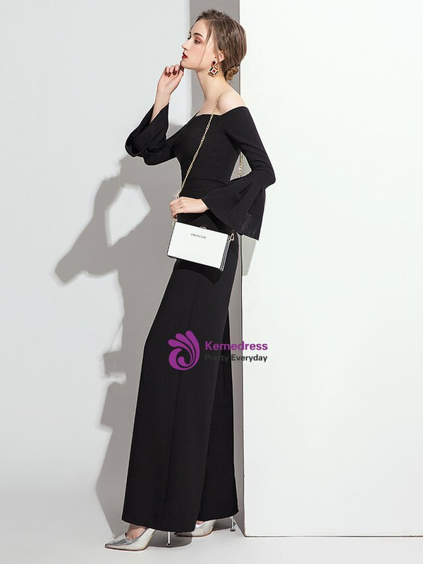 Chic Black Off the Shoulder Long Sleeve Party Jumpsuits