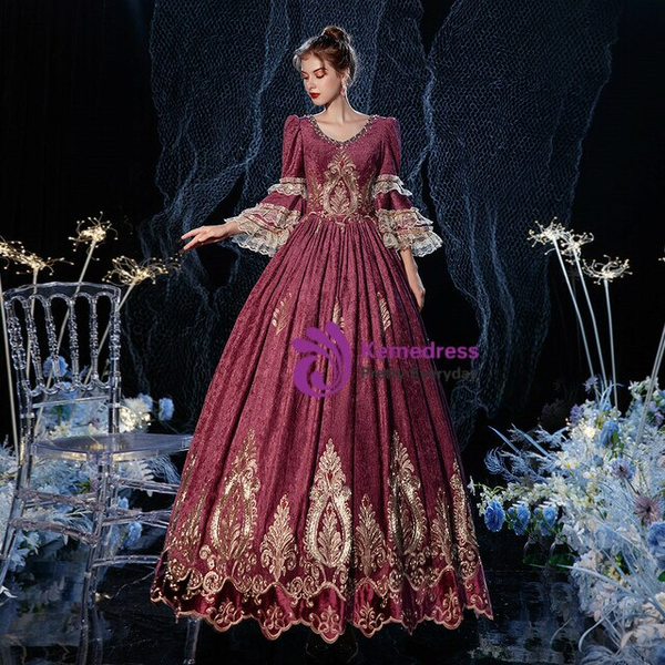 Lace Appliques Long Sleeve Maria Vintage Gown Dress