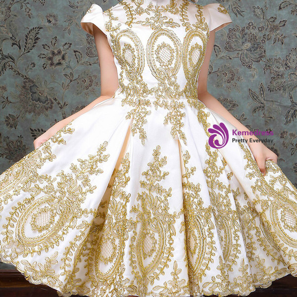 Champagne Satin Lace Appliques Drama Show Rococo Baroque Dress