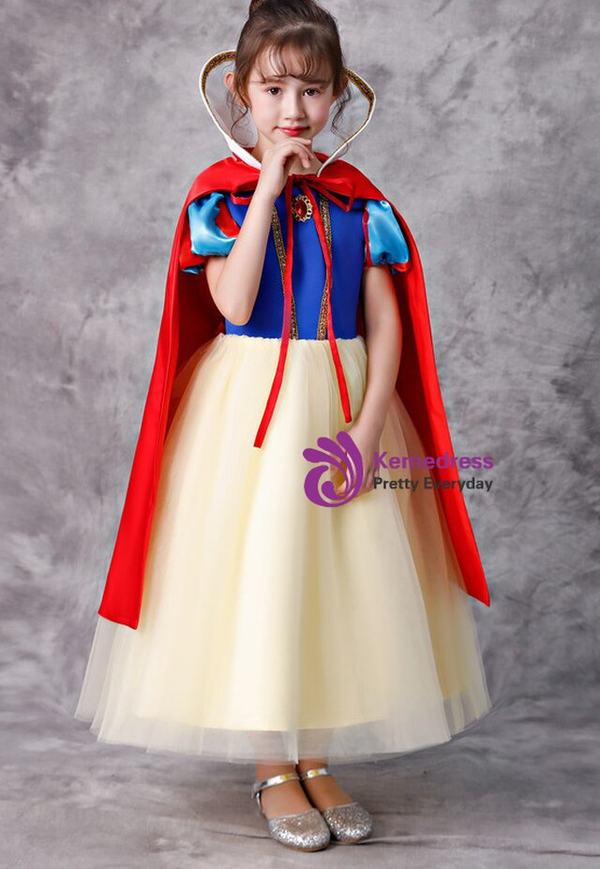 Yellow Tulle Blue Puff Sleeve Snow White Disney Rococo Baroque Dress 