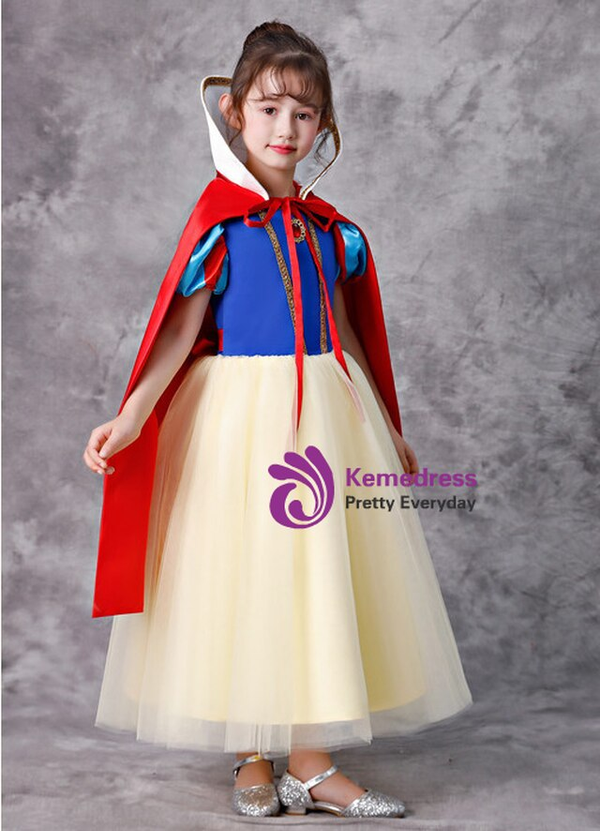 Yellow Tulle Blue Puff Sleeve Snow White Disney Rococo Baroque Dress 