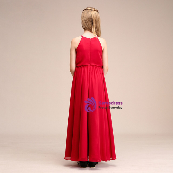 Hot Sale Red Halter Chiffon Flower Girl Dresses