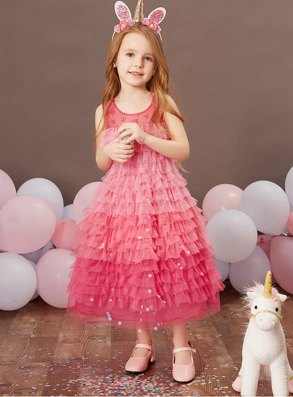 Fantastic Fuchsia Tulle Tiers Ankle Length Flower Girl Dress