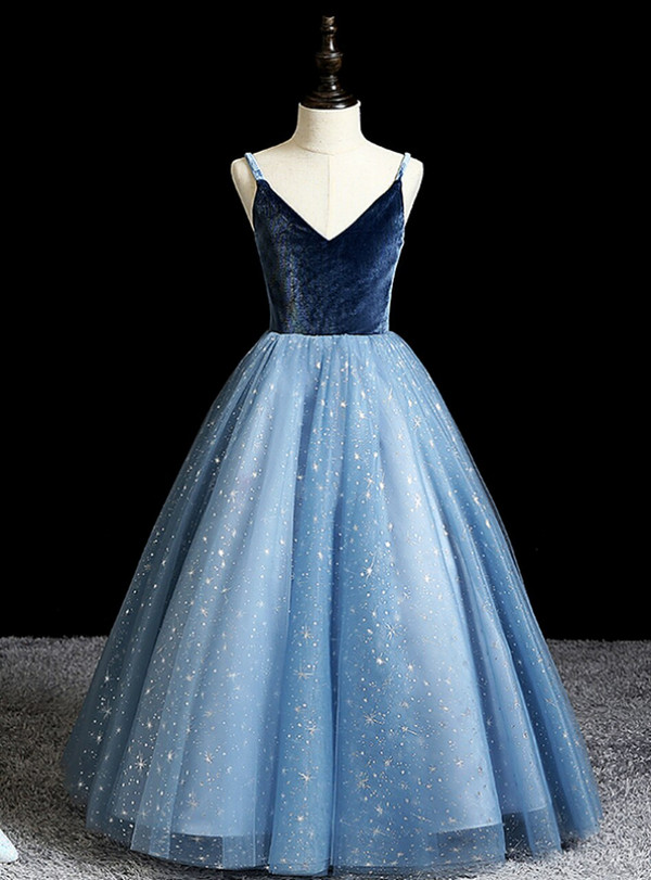 Flattering Blue Ball Gown Tulle Sequins Flwoer Girl Dress