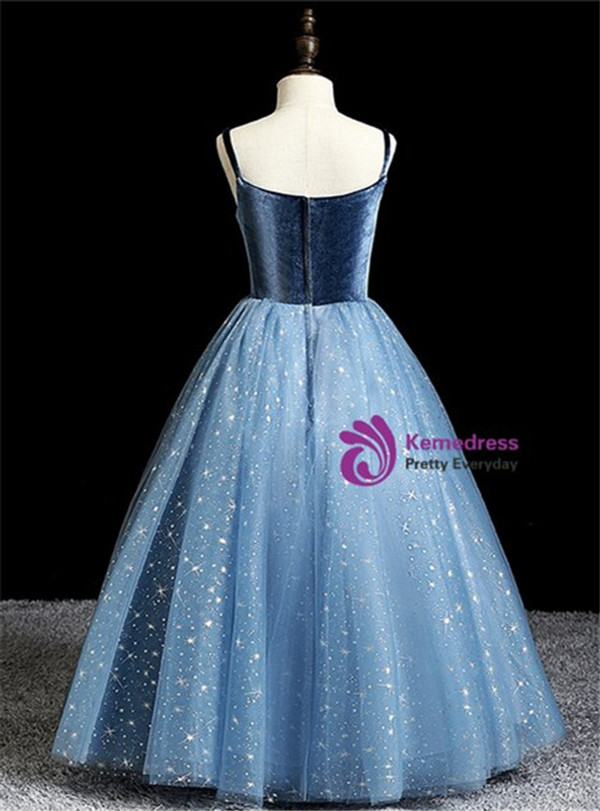 Flattering Blue Ball Gown Tulle Sequins Flwoer Girl Dress